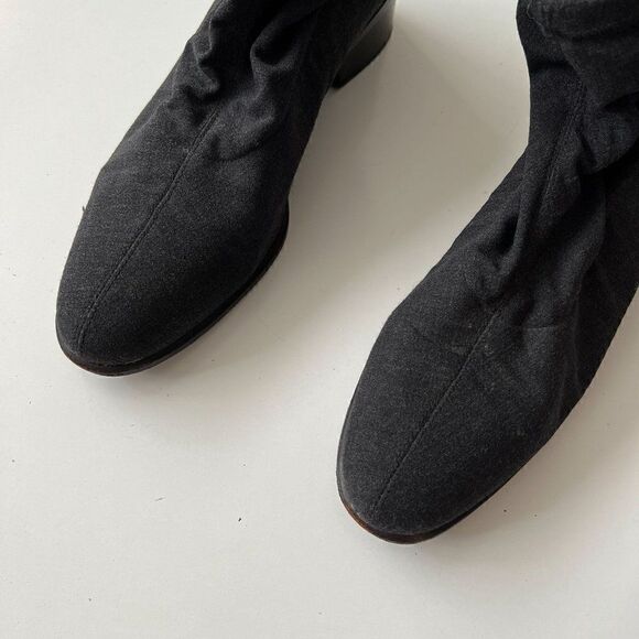 Vintage Slouchy Artsy Ankle Boots Minimalist Chic Gray Textile Booties Size 9 - Picture 4 of 10